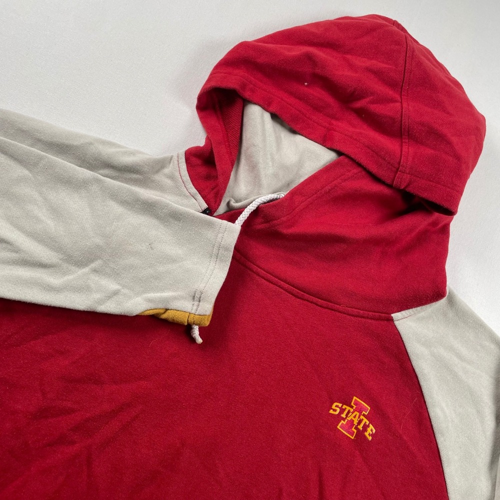 Authentic Iowa State Cyclones Womens Red Grey Colorblock Hoodie Sweatshirt L